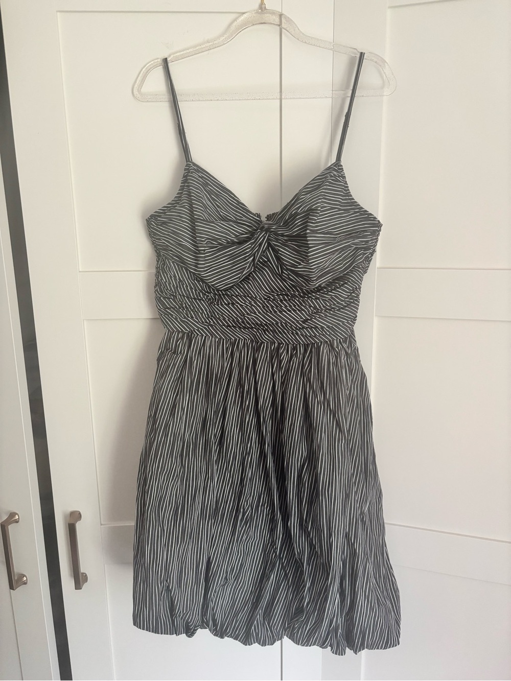 Tracy Reese Striped Knot Front Spaghetti Strap Bubble Dress Size 10 Cotton
